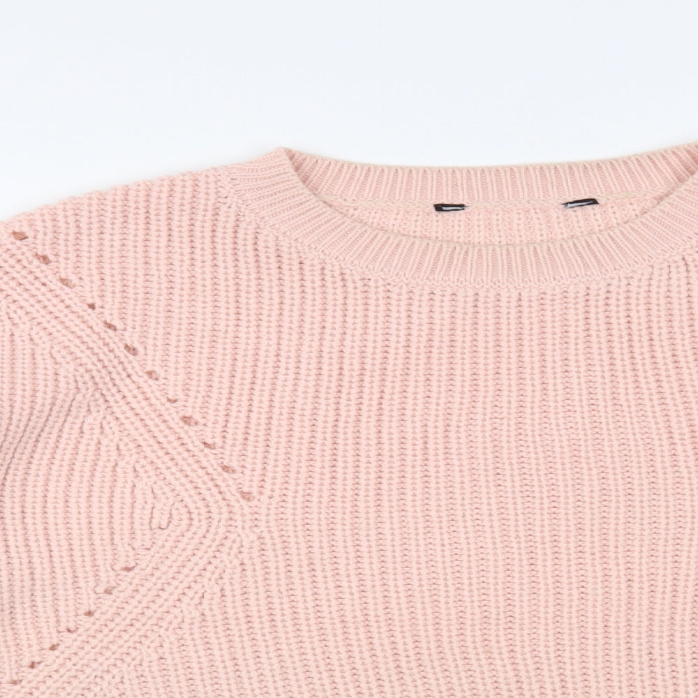 Peacocks Womens Pink Crew Neck Acrylic Pullover Jumper Size L