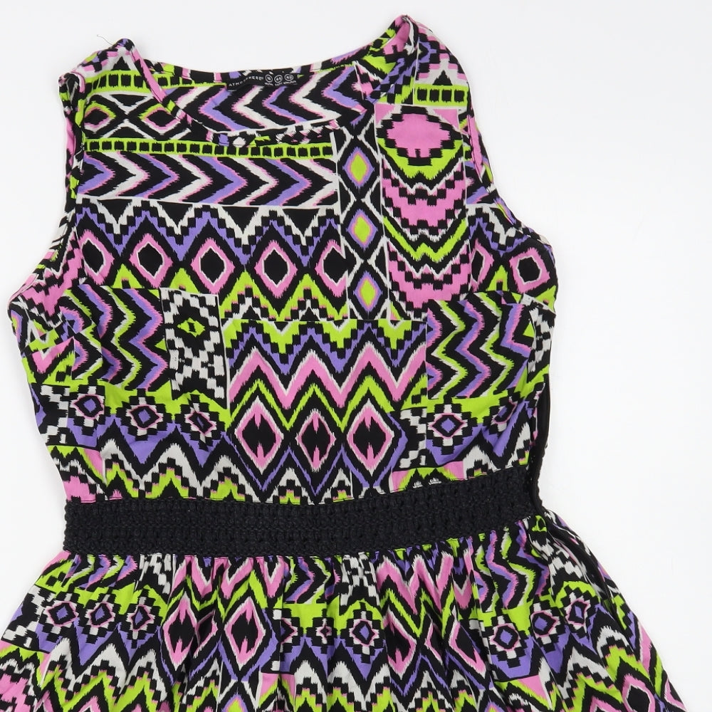 Atmosphere Womens Multicoloured Geometric Polyester Fit & Flare Size 16 Boat Neck Pullover