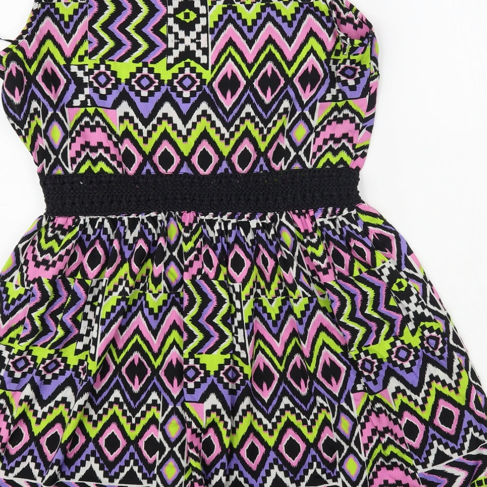 Atmosphere Womens Multicoloured Geometric Polyester Fit & Flare Size 16 Boat Neck Pullover