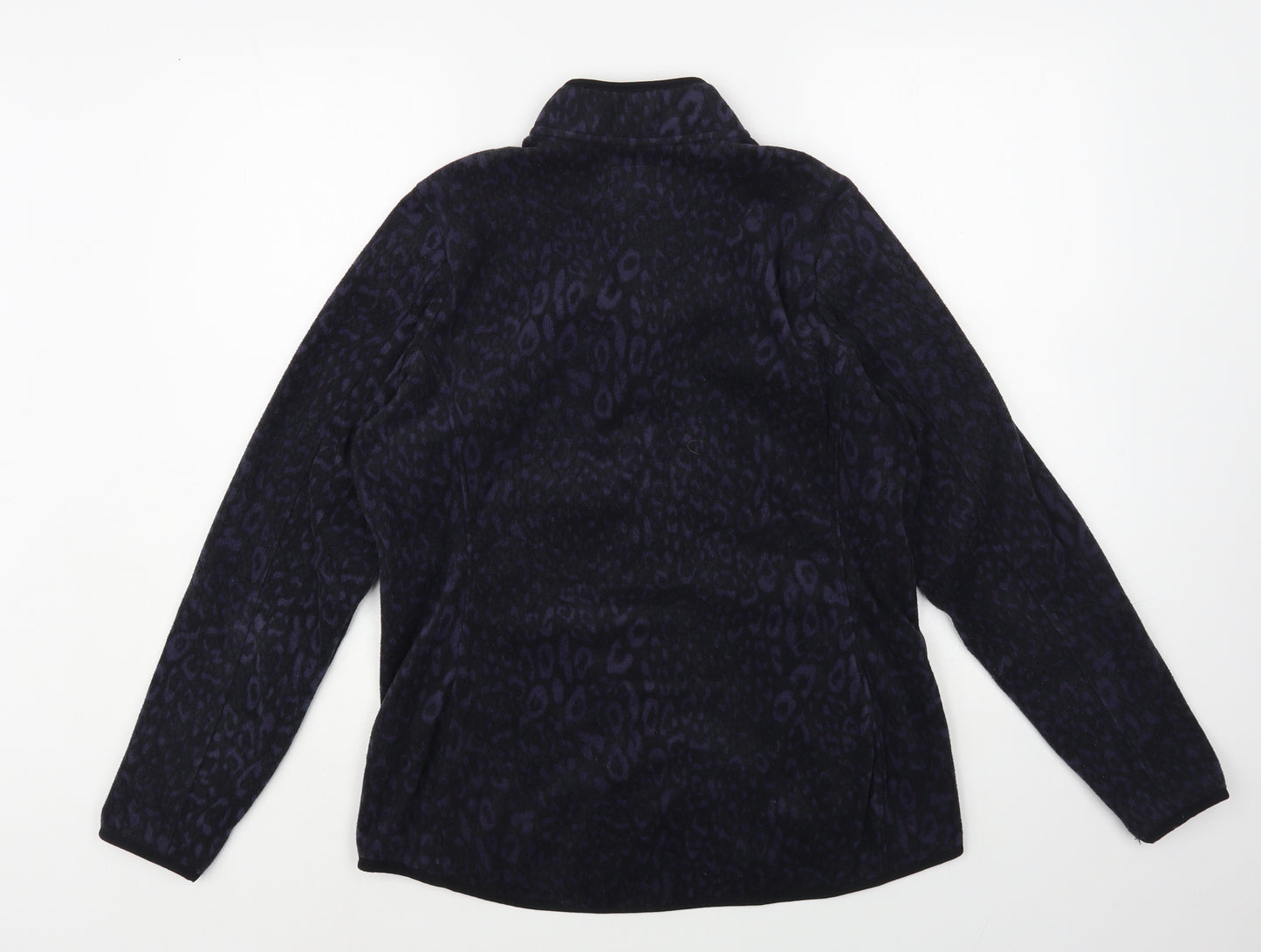 Marks and Spencer Womens Black Animal Print Polyester Full Zip Sweatshirt Size 14 Zip