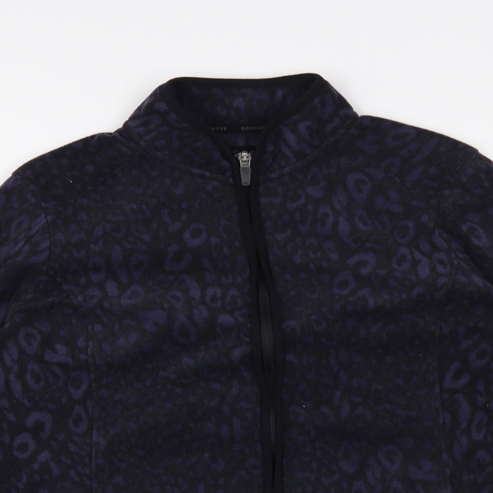 Marks and Spencer Womens Black Animal Print Polyester Full Zip Sweatshirt Size 14 Zip