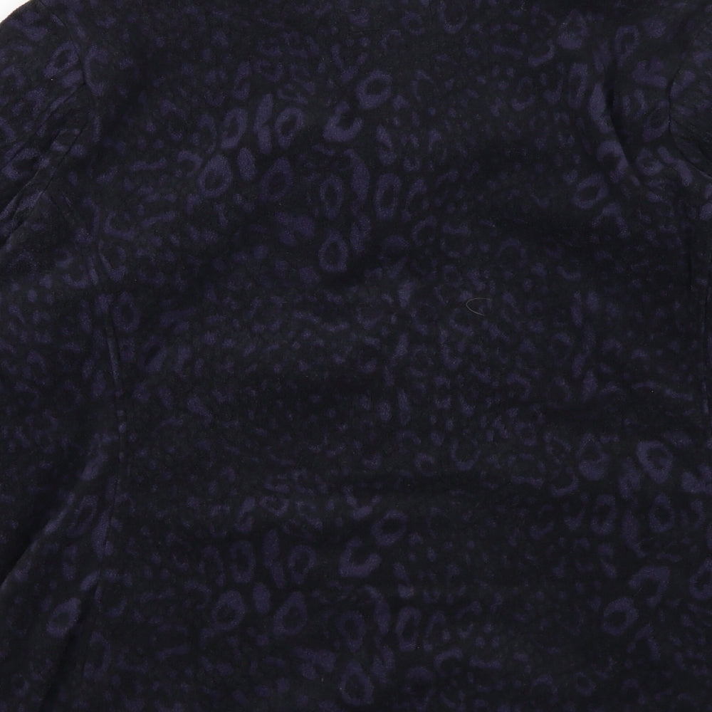 Marks and Spencer Womens Black Animal Print Polyester Full Zip Sweatshirt Size 14 Zip