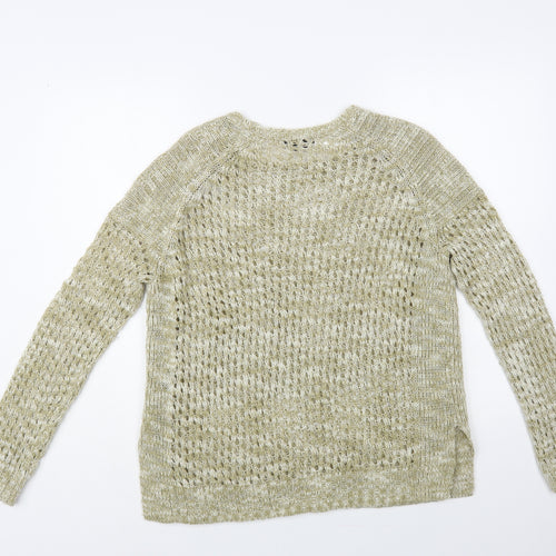 Topshop Womens Beige Boat Neck Acrylic Pullover Jumper Size 10
