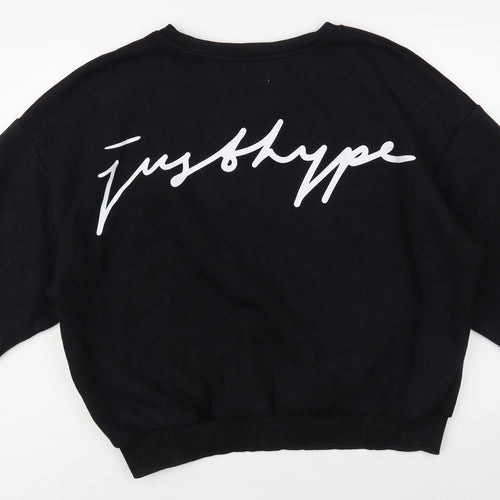 Just Hype Womens Black Cotton Pullover Sweatshirt Size 14 Pullover