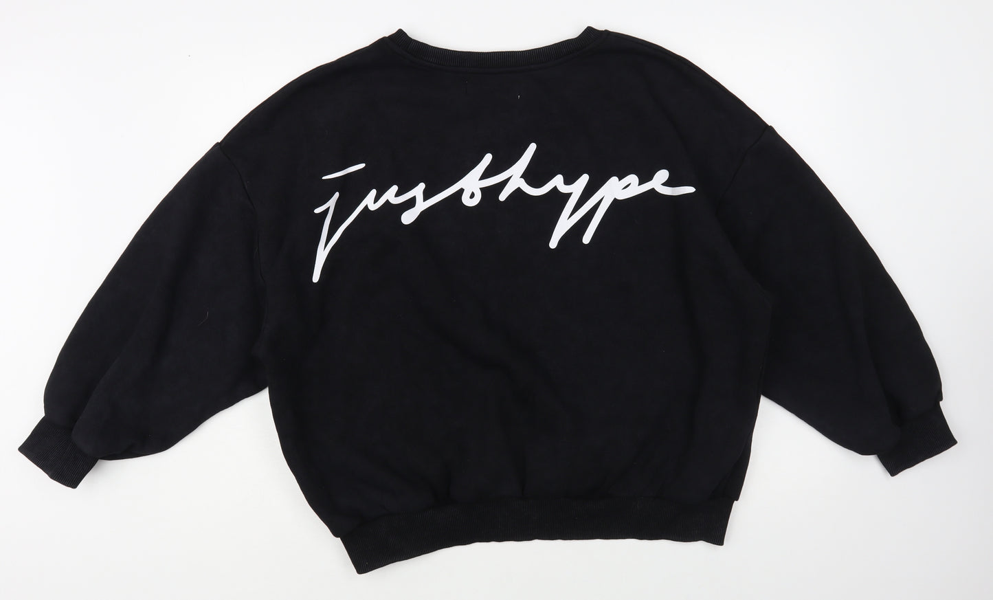 Just Hype Womens Black Cotton Pullover Sweatshirt Size 14 Pullover