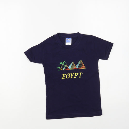Dolphin Boys Blue Cotton Pullover T-Shirt Size 7-8 Years Crew Neck Pullover - Egypt