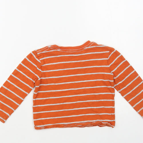 Little Me Boys Orange Striped Cotton Pullover T-Shirt Size 3 Years Crew Neck Pullover