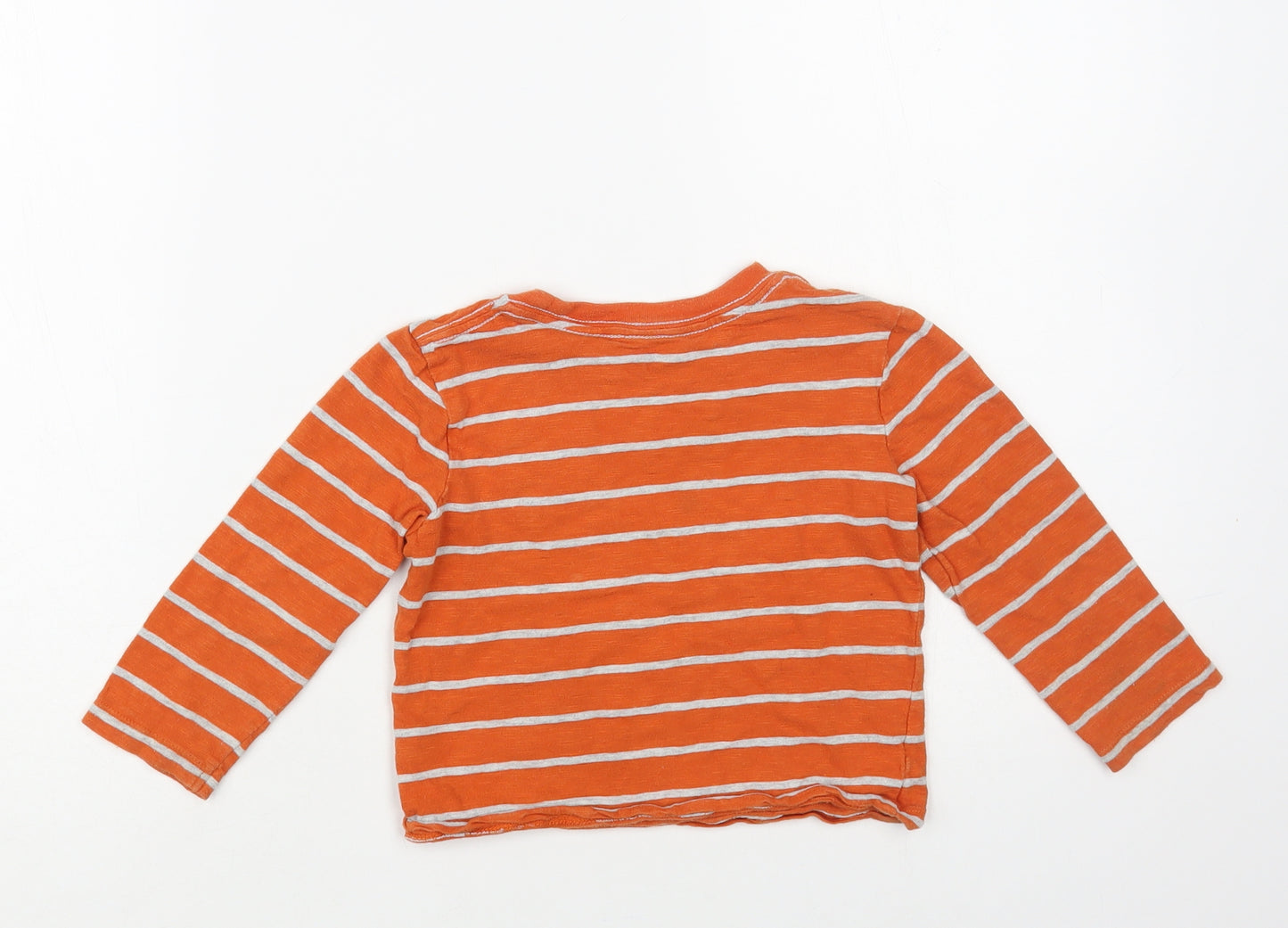 Little Me Boys Orange Striped Cotton Pullover T-Shirt Size 3 Years Crew Neck Pullover