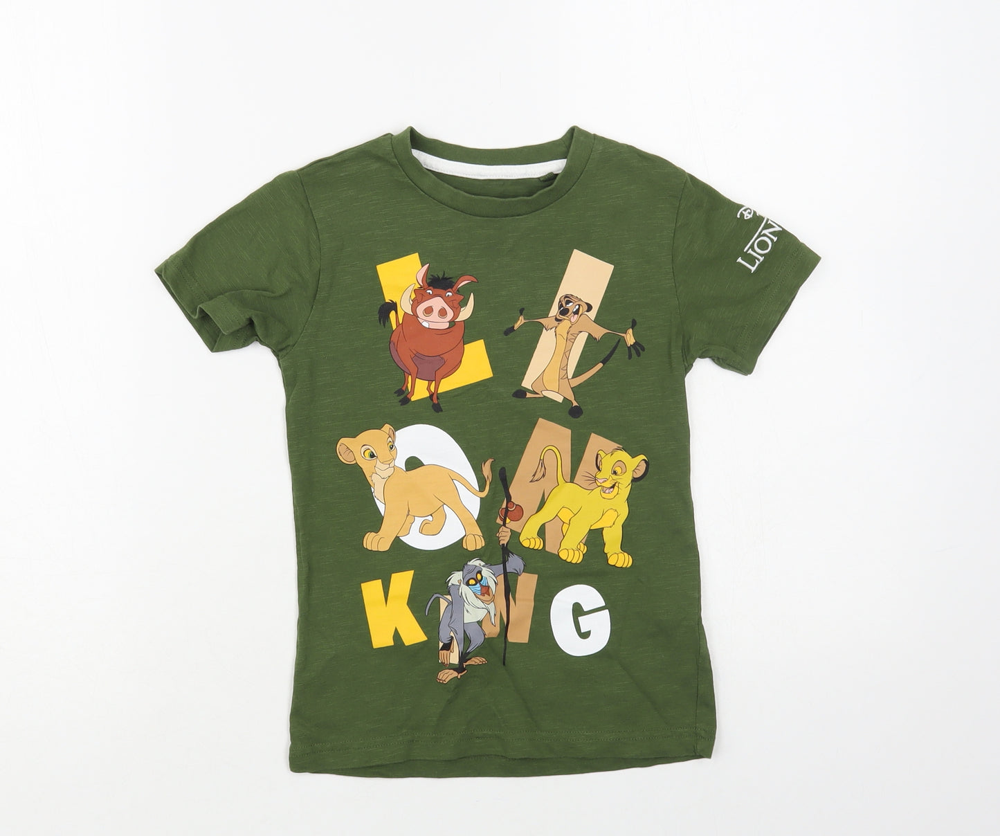 NEXT Girls Green Cotton Pullover T-Shirt Size 4-5 Years Crew Neck Pullover - The Lion King
