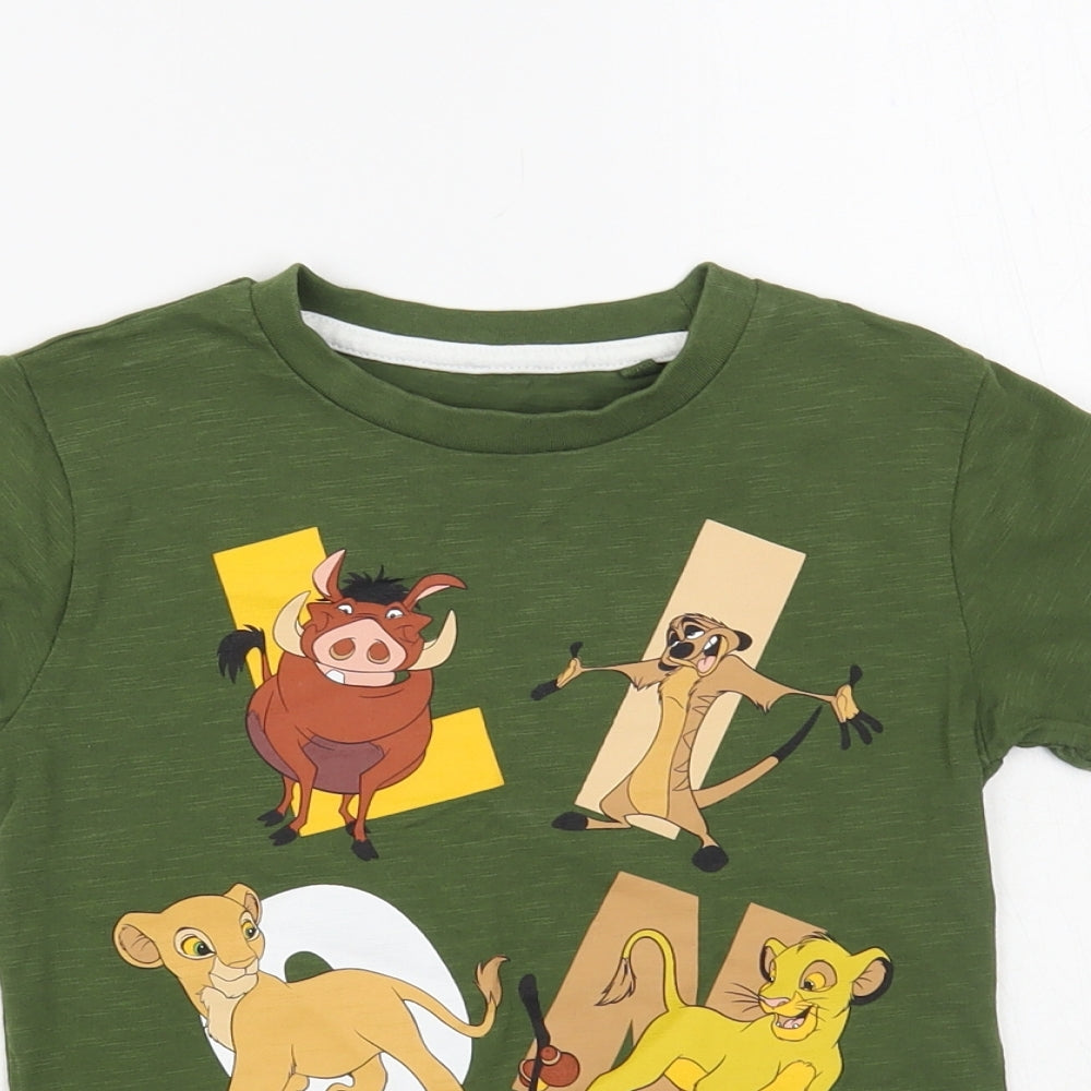 NEXT Girls Green Cotton Pullover T-Shirt Size 4-5 Years Crew Neck Pullover - The Lion King