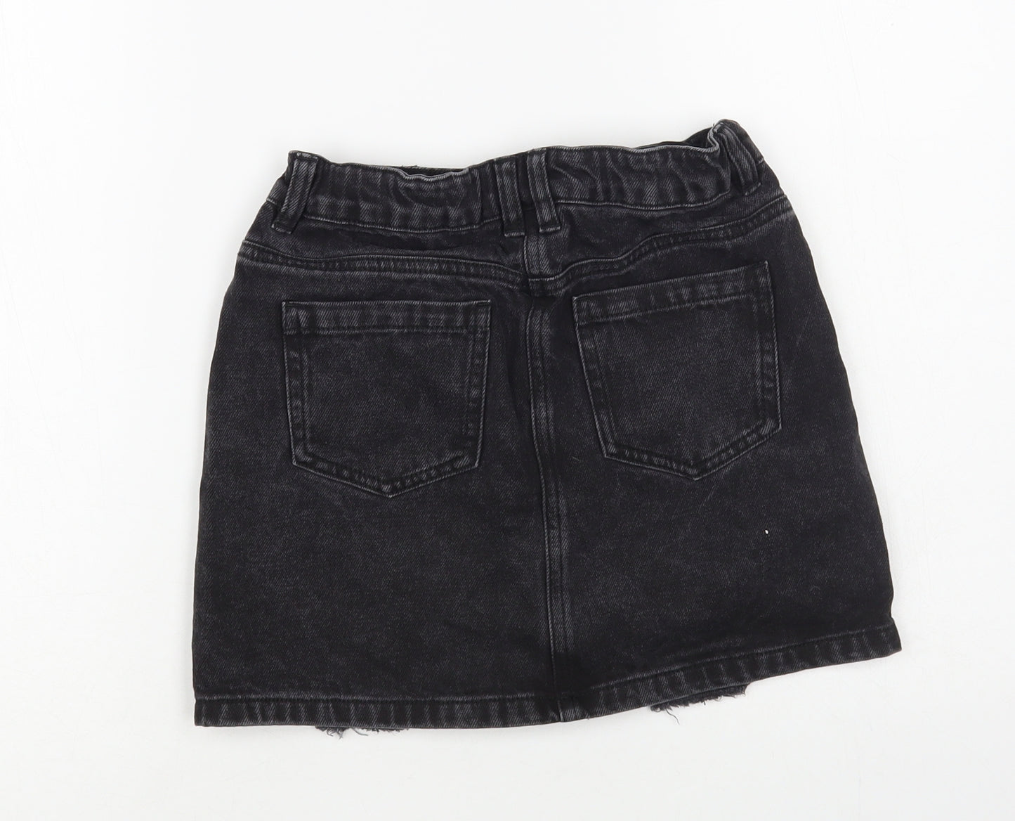 Matalan Girls Black Cotton Mini Skirt Size 10 Years Regular Button