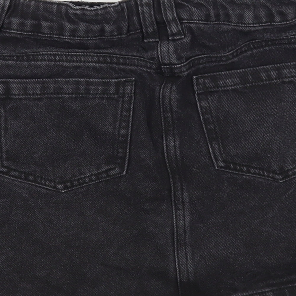 Matalan Girls Black Cotton Mini Skirt Size 10 Years Regular Button