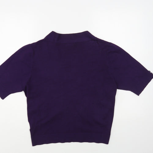 Image Womens Purple V-Neck Viscose Cardigan Jumper Size XL