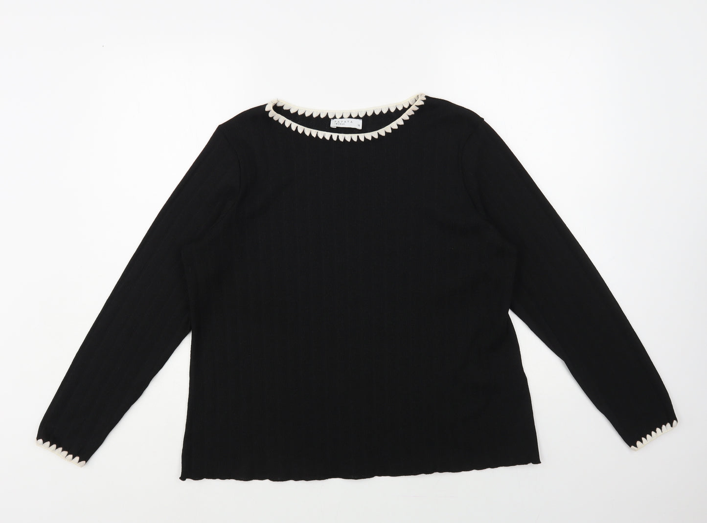 Papaya Womens Black Polyester Basic Blouse Size 16 Boat Neck