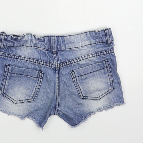 F&F Girls Blue Paisley Cotton Cut-Off Shorts Size 7-8 Years Regular Buckle