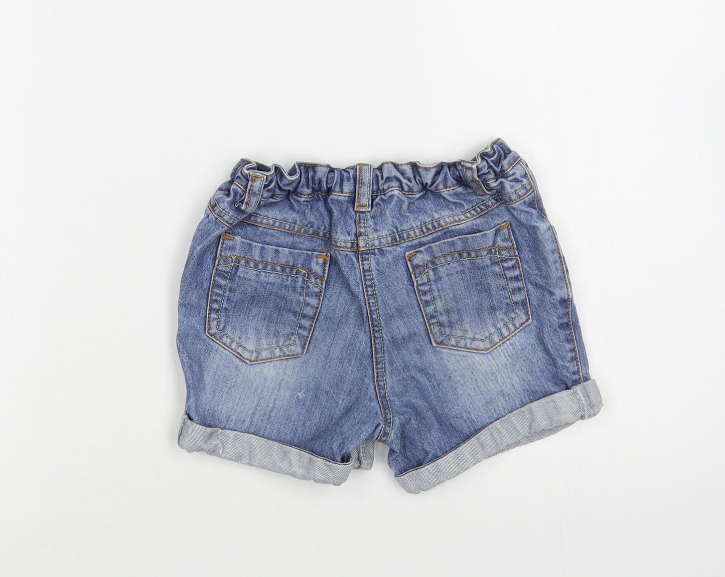 NEXT Girls Blue Cotton Cut-Off Shorts Size 4-5 Years Regular Buckle