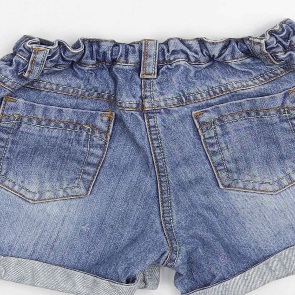 NEXT Girls Blue Cotton Cut-Off Shorts Size 4-5 Years Regular Buckle