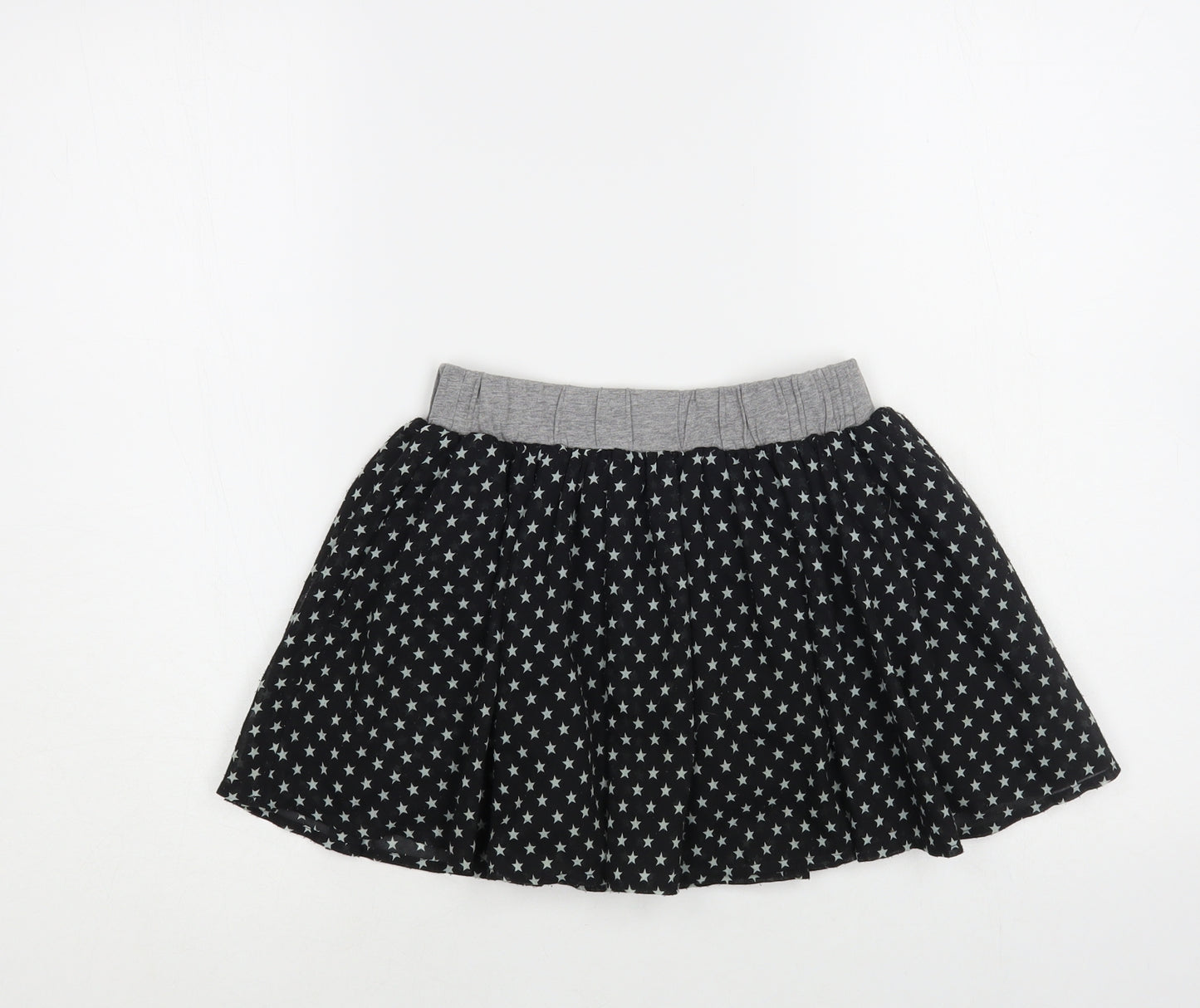 NEXT Girls Black Geometric Polyester Skater Skirt Size 7 Years Regular - Star Pattern