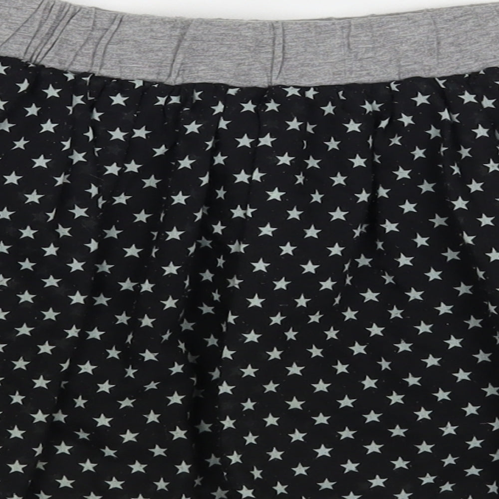 NEXT Girls Black Geometric Polyester Skater Skirt Size 7 Years Regular - Star Pattern