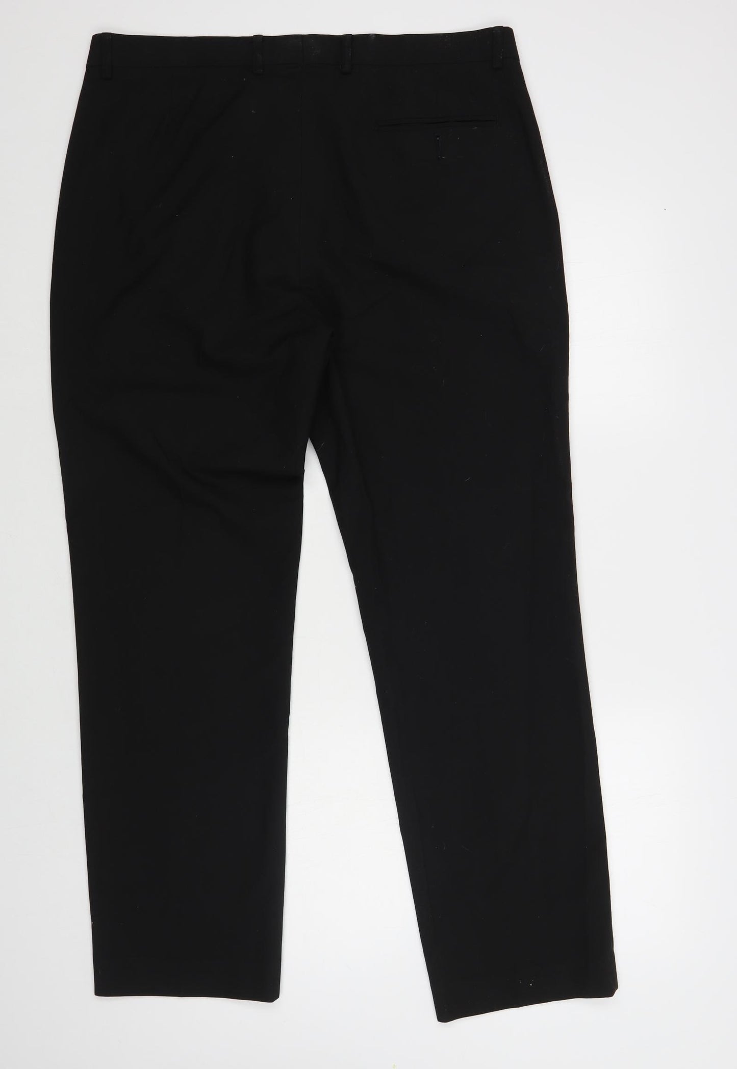 Marks and Spencer Mens Black Polyester Dress Pants Trousers Size 36 in L31 in Regular Button