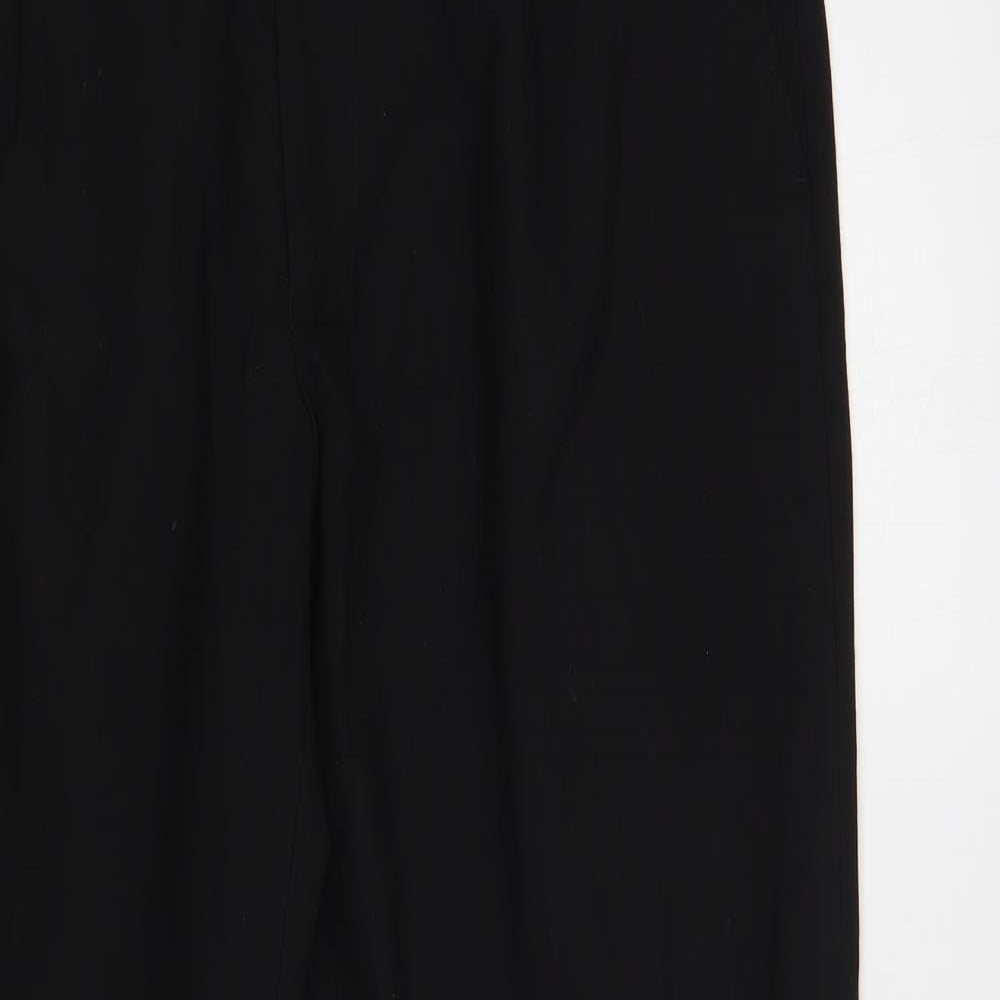 Marks and Spencer Mens Black Polyester Dress Pants Trousers Size 36 in L31 in Regular Button