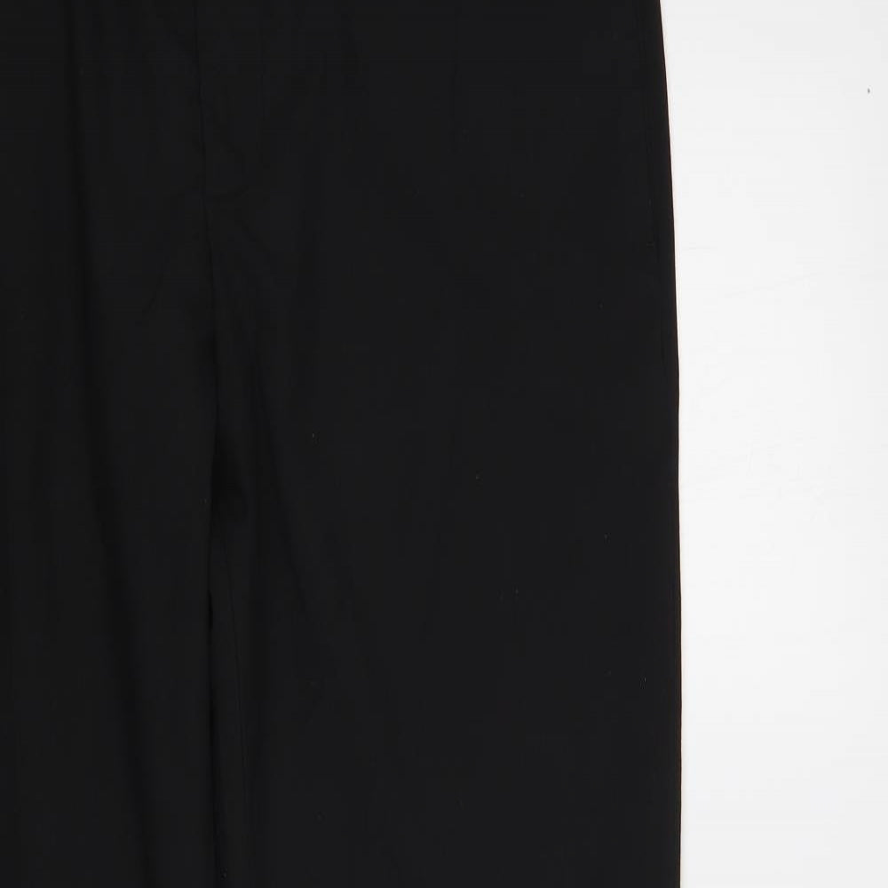 Dunnes Stores Mens Black Polyester Dress Pants Trousers Size 36 in L33 in Regular Button