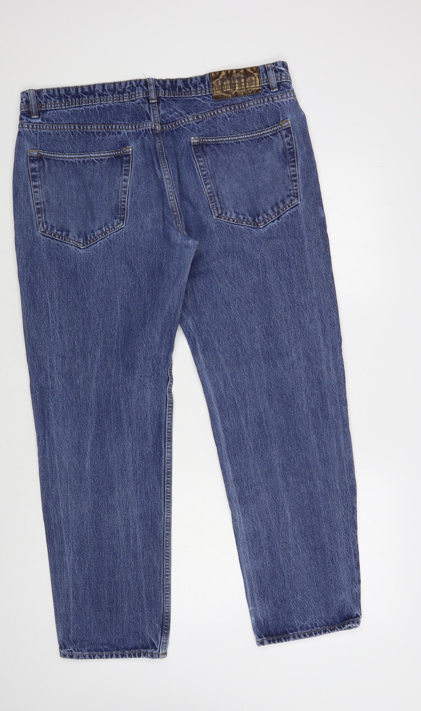 Mango Womens Blue Cotton Tapered Jeans Size 18 L30 in Regular Button