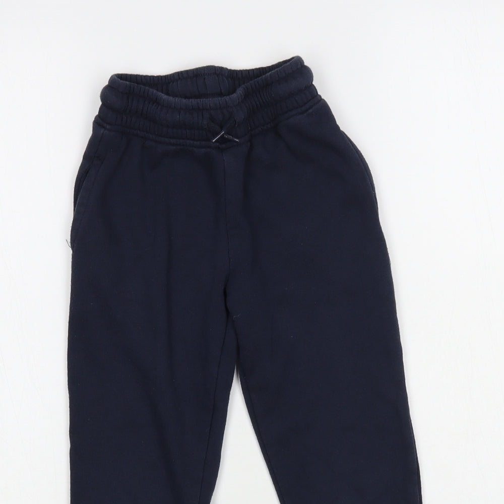 Dunnes Stores Boys Blue Cotton Jogger Trousers Size 6 Years Regular Drawstring