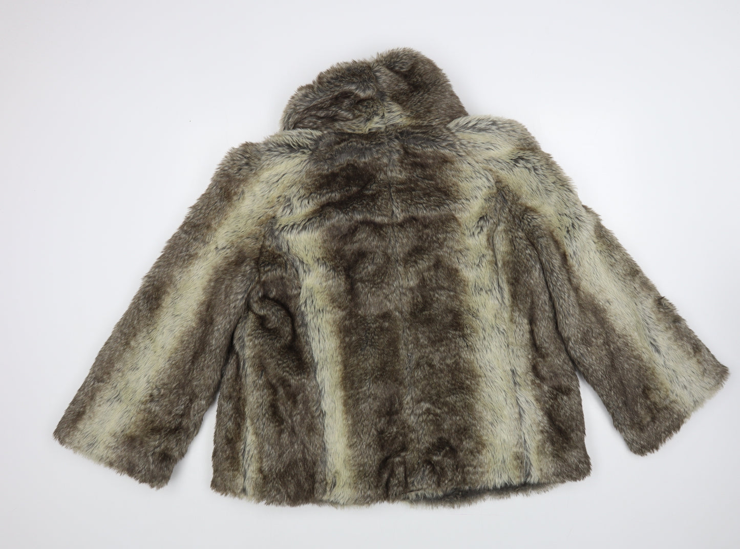 New Look Womens Beige Pea Coat Coat Size 16 Button - Faux Fur
