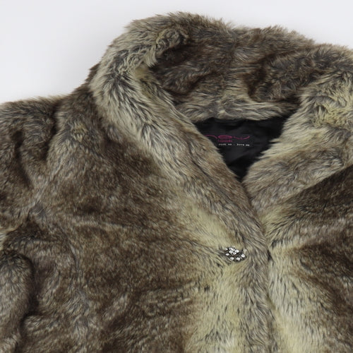 New Look Womens Beige Pea Coat Coat Size 16 Button - Faux Fur