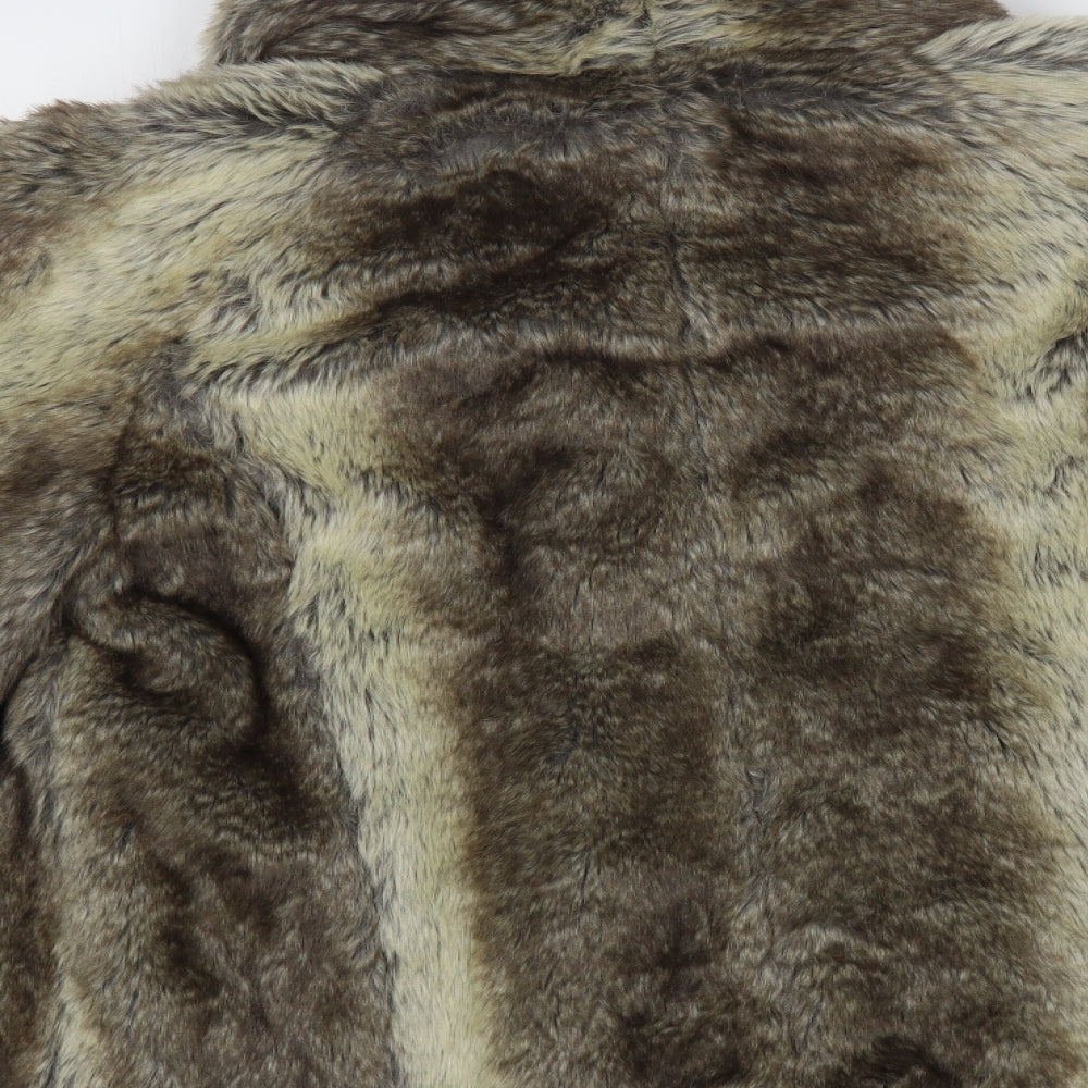 New Look Womens Beige Pea Coat Coat Size 16 Button - Faux Fur