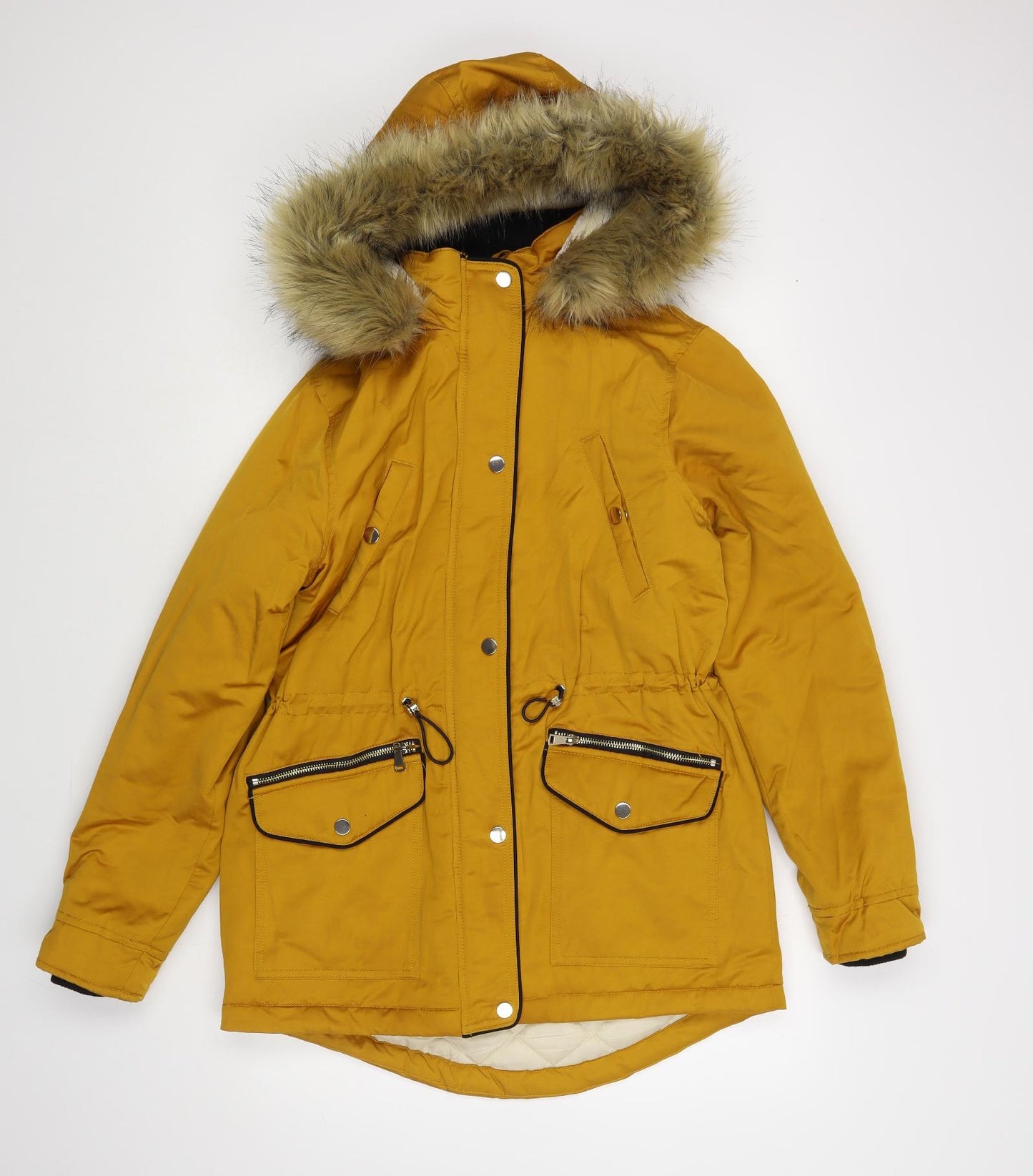 Papaya Womens Yellow Parka Jacket Size 12 Zip