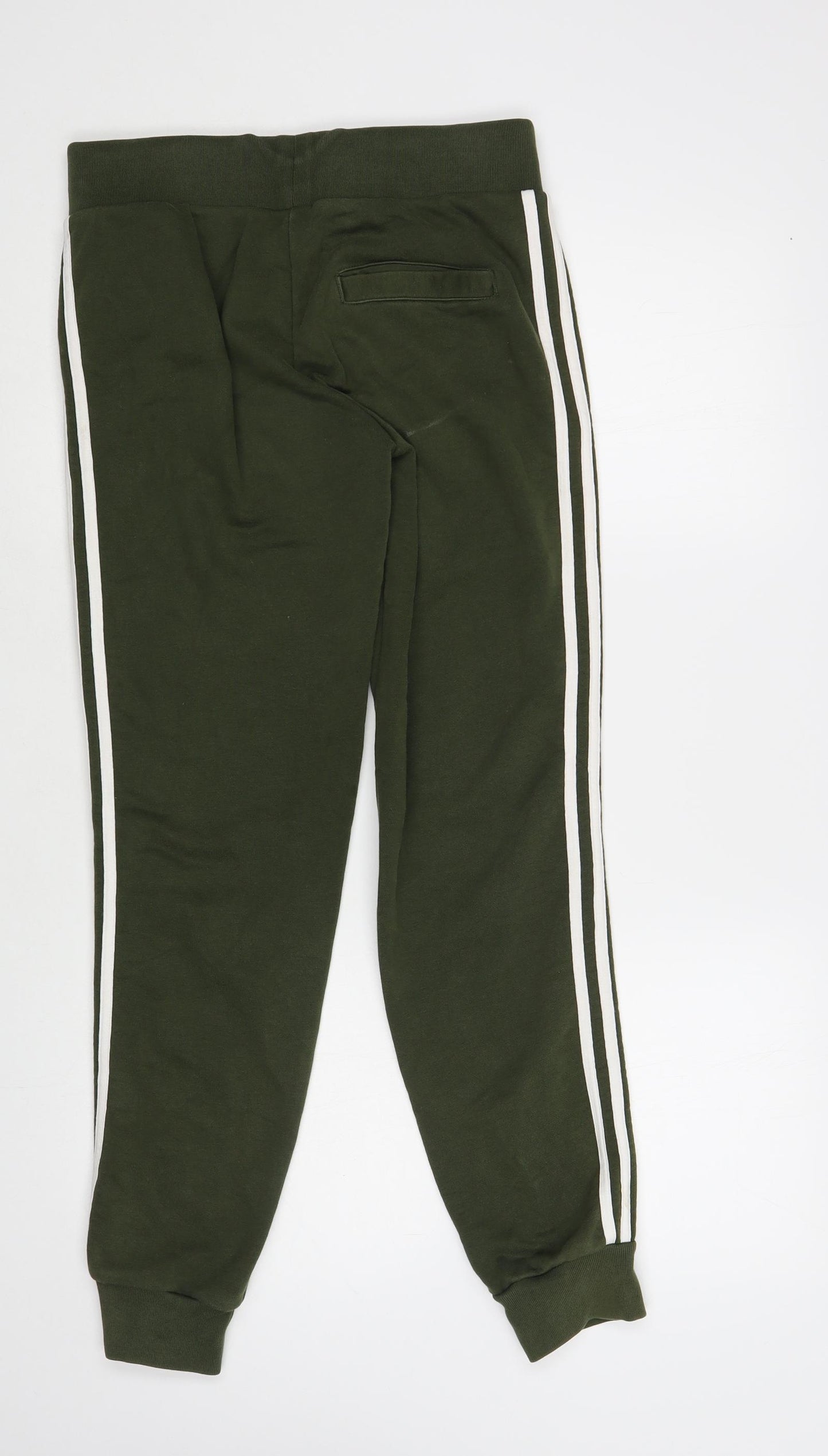 adidas Womens Green Cotton Jogger Trousers Size 8 L30 in Regular Drawstring