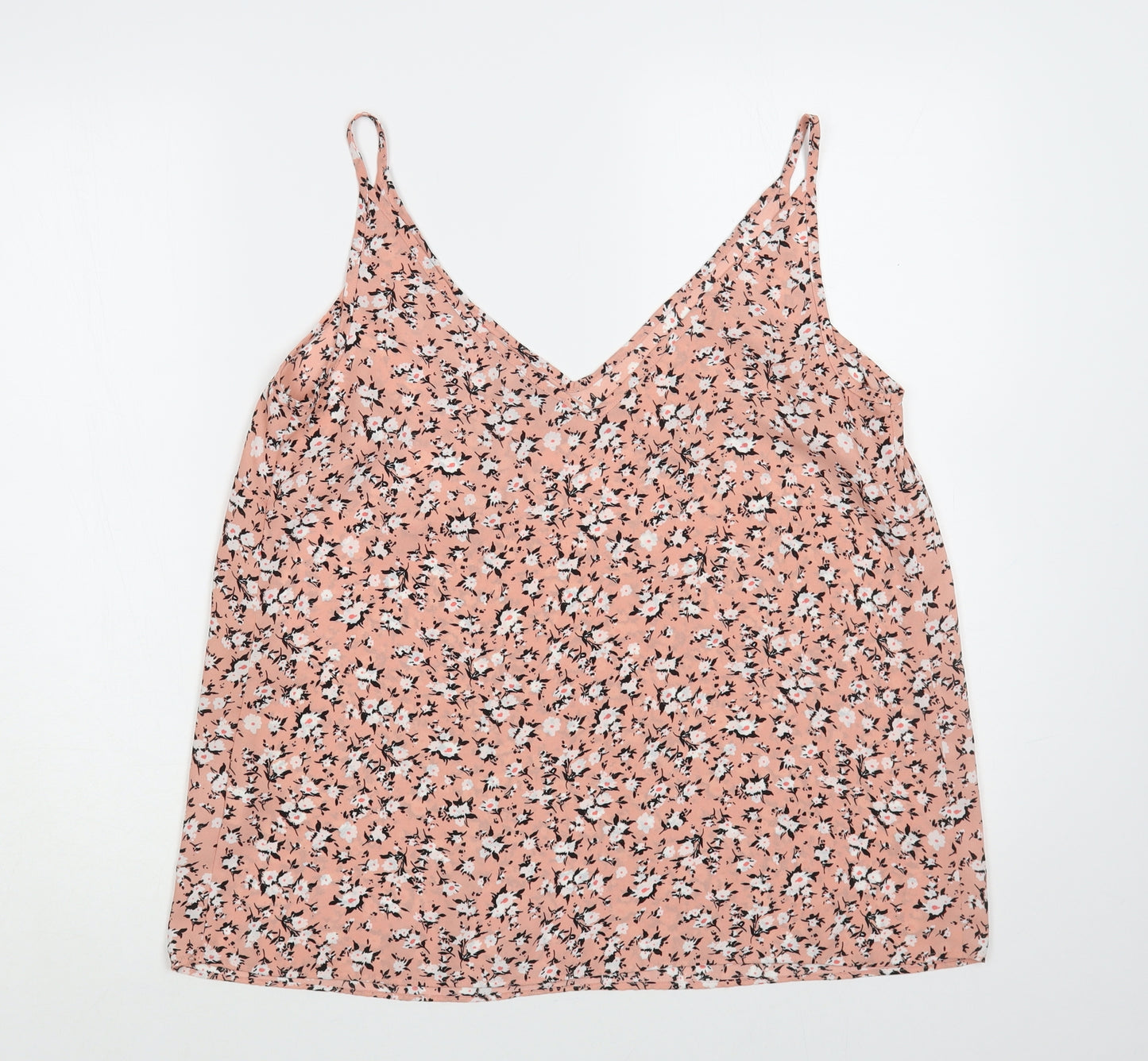Papaya Womens Pink Floral Polyester Camisole Blouse Size 14 V-Neck