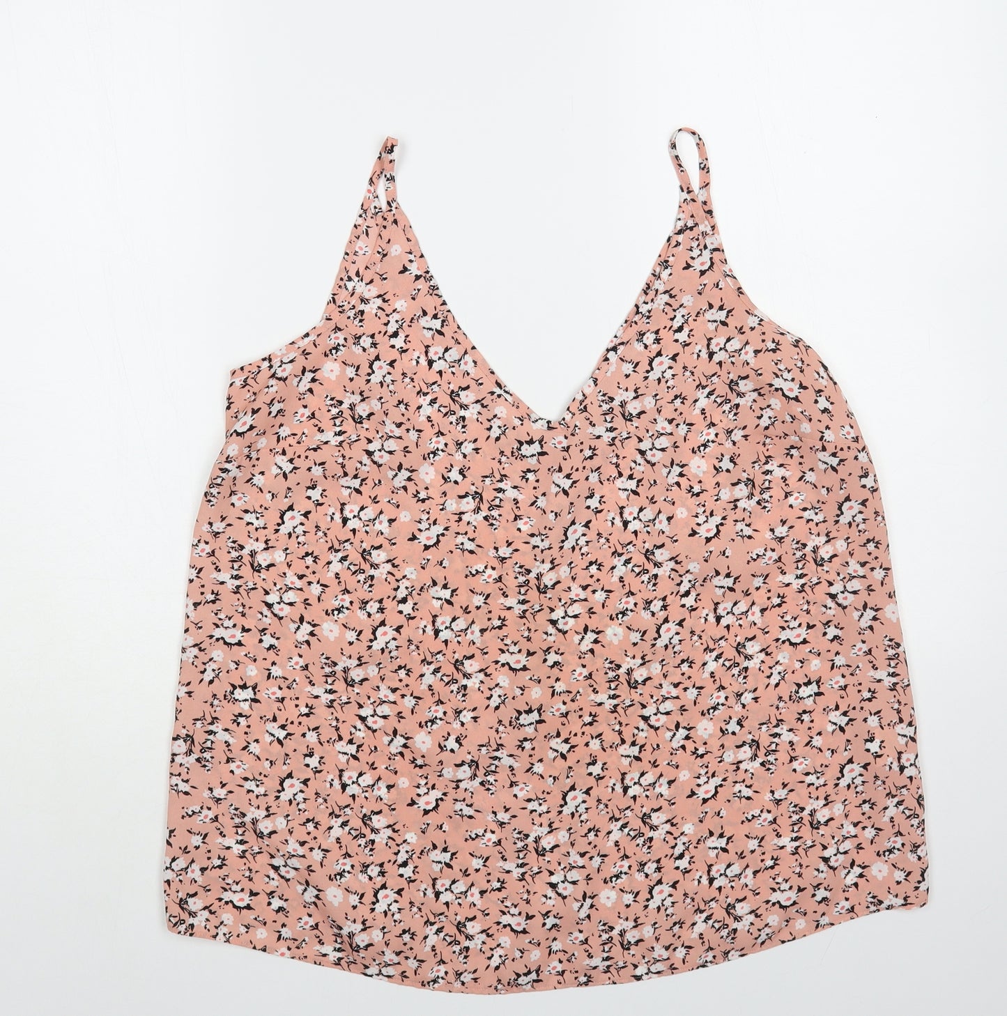 Papaya Womens Pink Floral Polyester Camisole Blouse Size 14 V-Neck