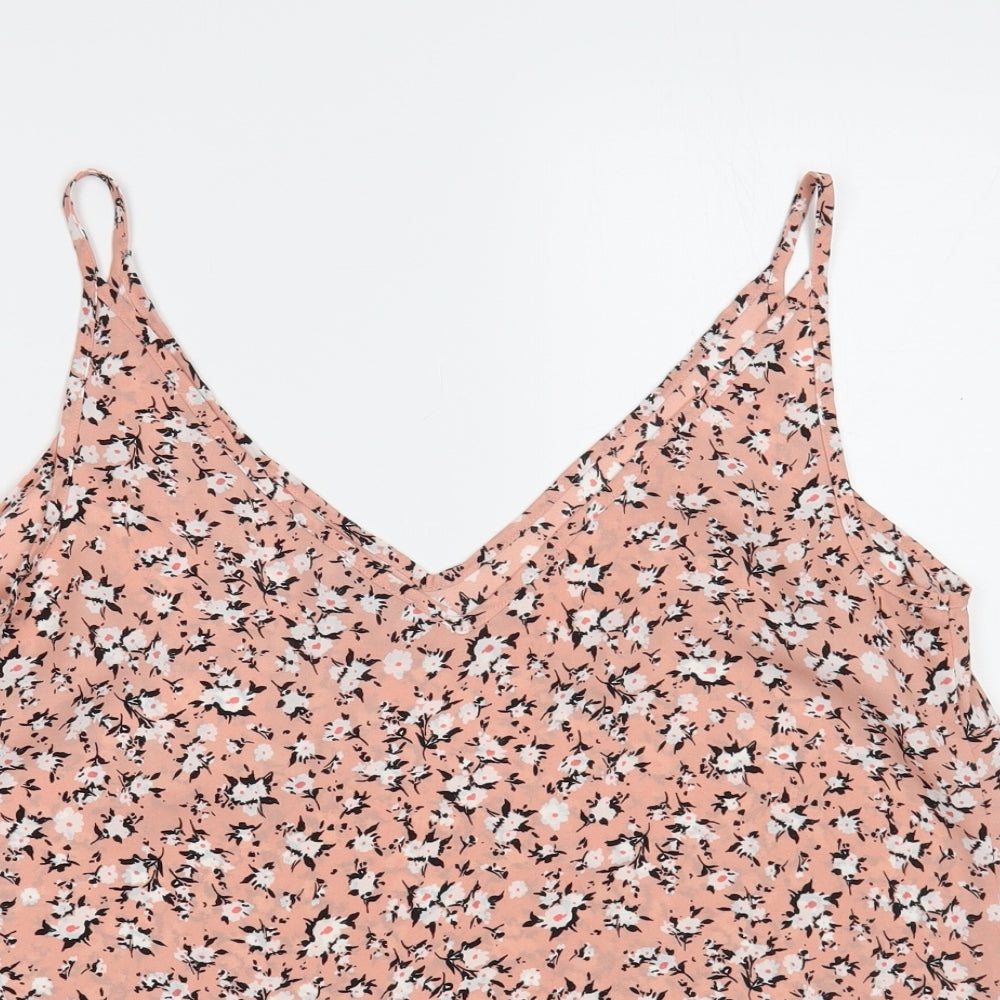 Papaya Womens Pink Floral Polyester Camisole Blouse Size 14 V-Neck