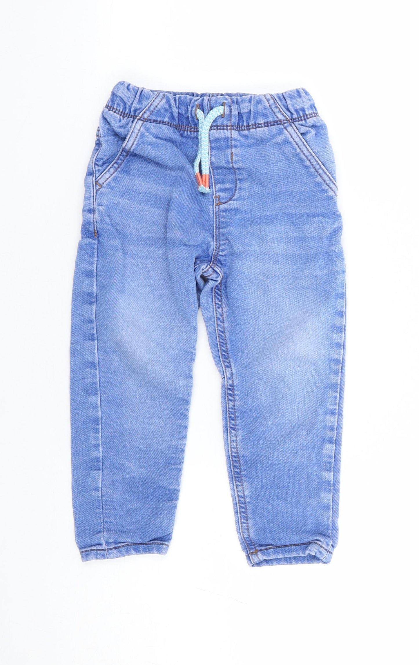 TU Boys Blue Cotton Jogger Jeans Size 18-24 Months Drawstring
