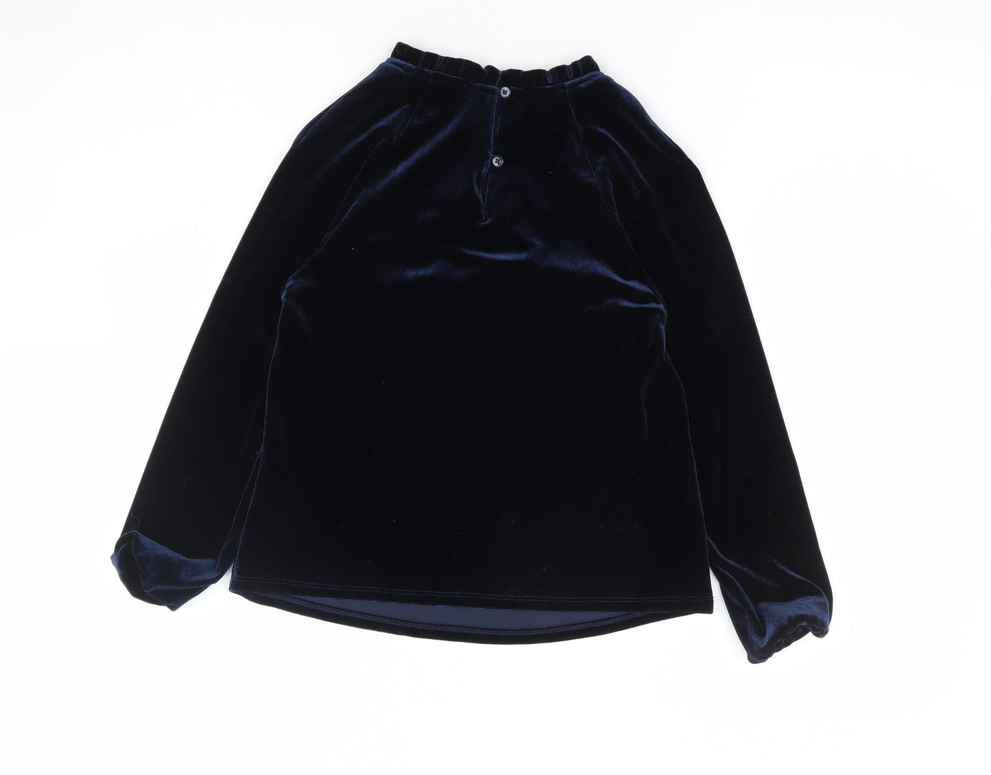 Marks and Spencer Girls Blue Polyester Jersey Blouse Size 9-10 Years Round Neck Pullover