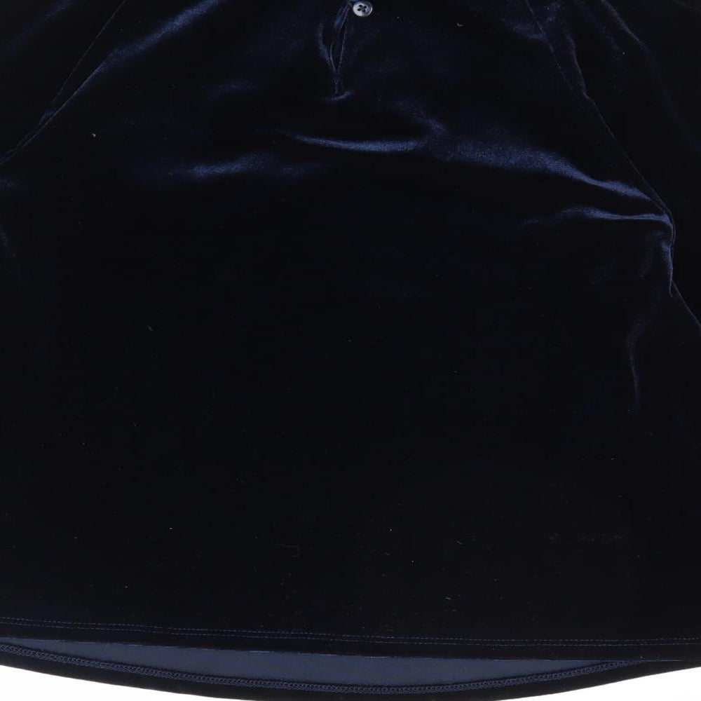 Marks and Spencer Girls Blue Polyester Jersey Blouse Size 9-10 Years Round Neck Pullover