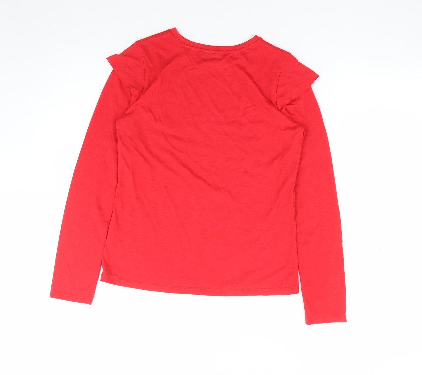 Matalan Girls Red Polyester Basic T-Shirt Size 12 Years Round Neck Pullover