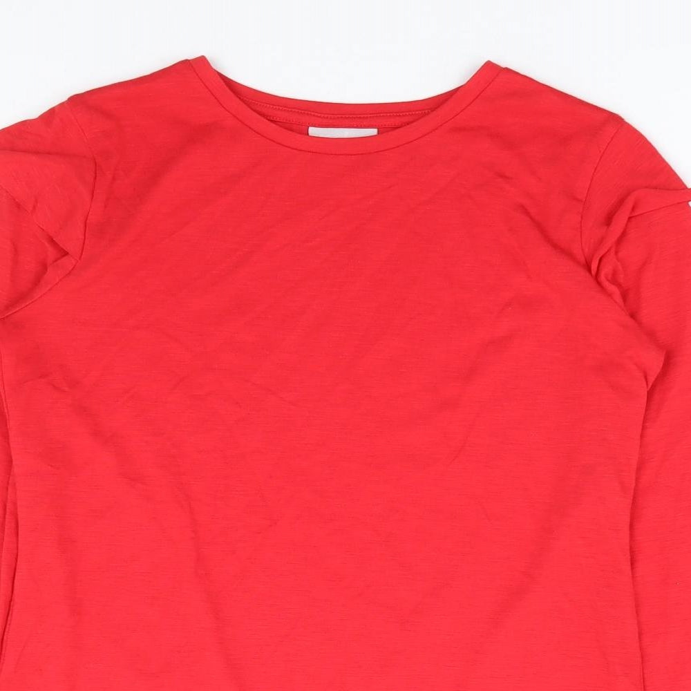 Matalan Girls Red Polyester Basic T-Shirt Size 12 Years Round Neck Pullover