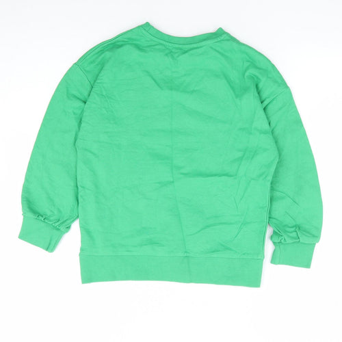 Dunnes Girls Green 100% Cotton Pullover Sweatshirt Size 8-9 Years Pullover - Lucky Day