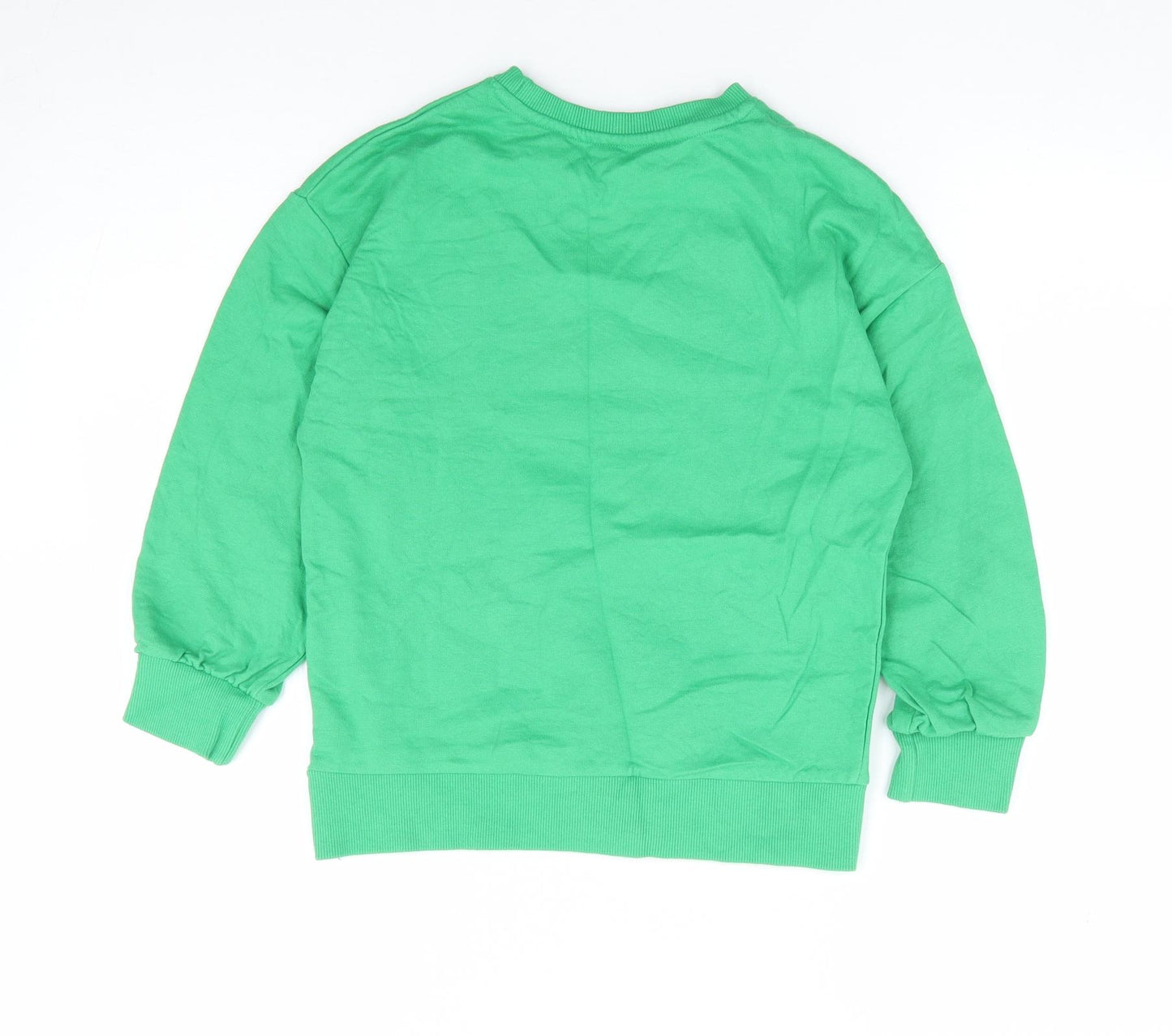Dunnes Girls Green 100% Cotton Pullover Sweatshirt Size 8-9 Years Pullover - Lucky Day