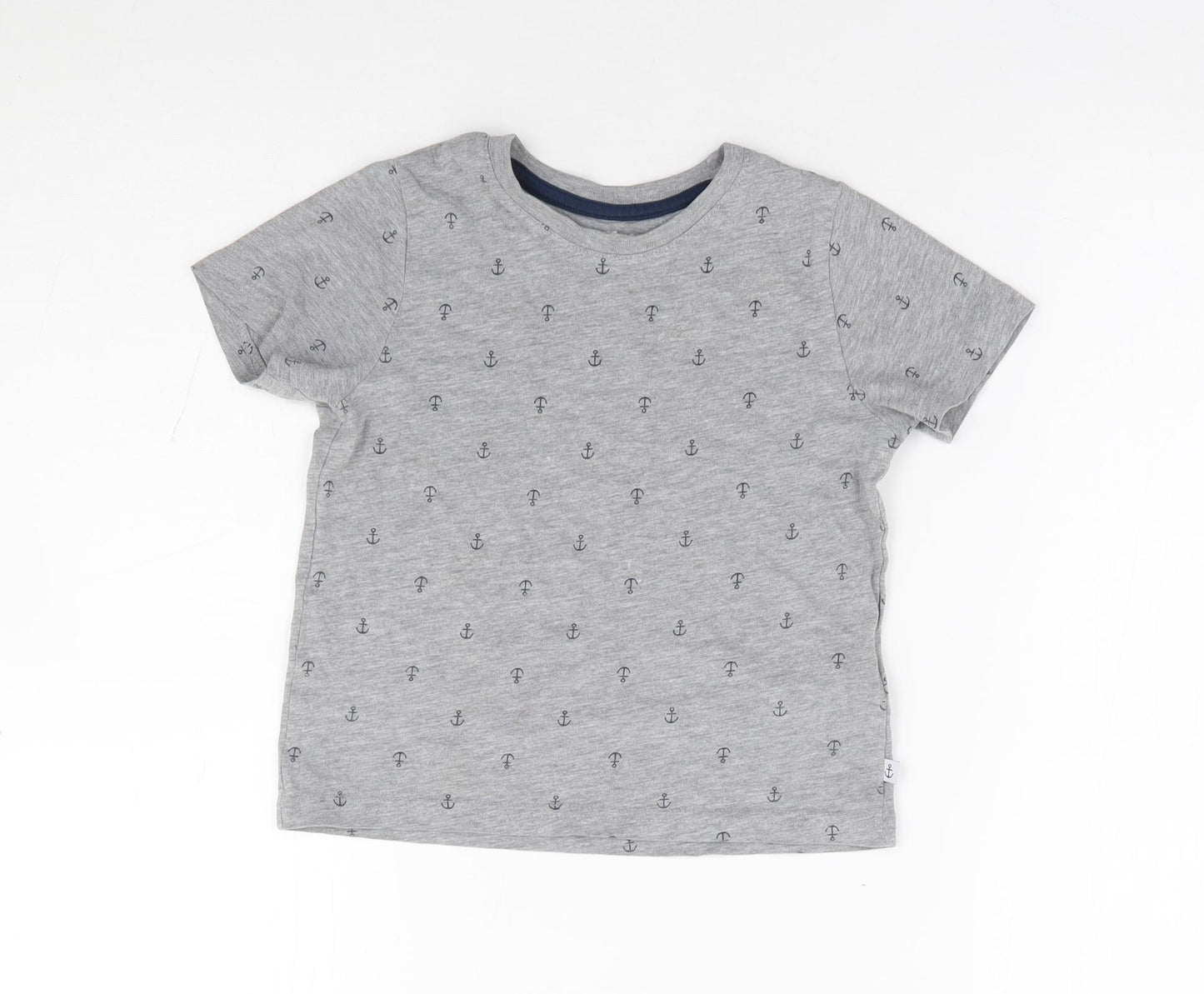 Lupilu Boys Grey Geometric Cotton Basic T-Shirt Size 2-3 Years Crew Neck Pullover - Anchor