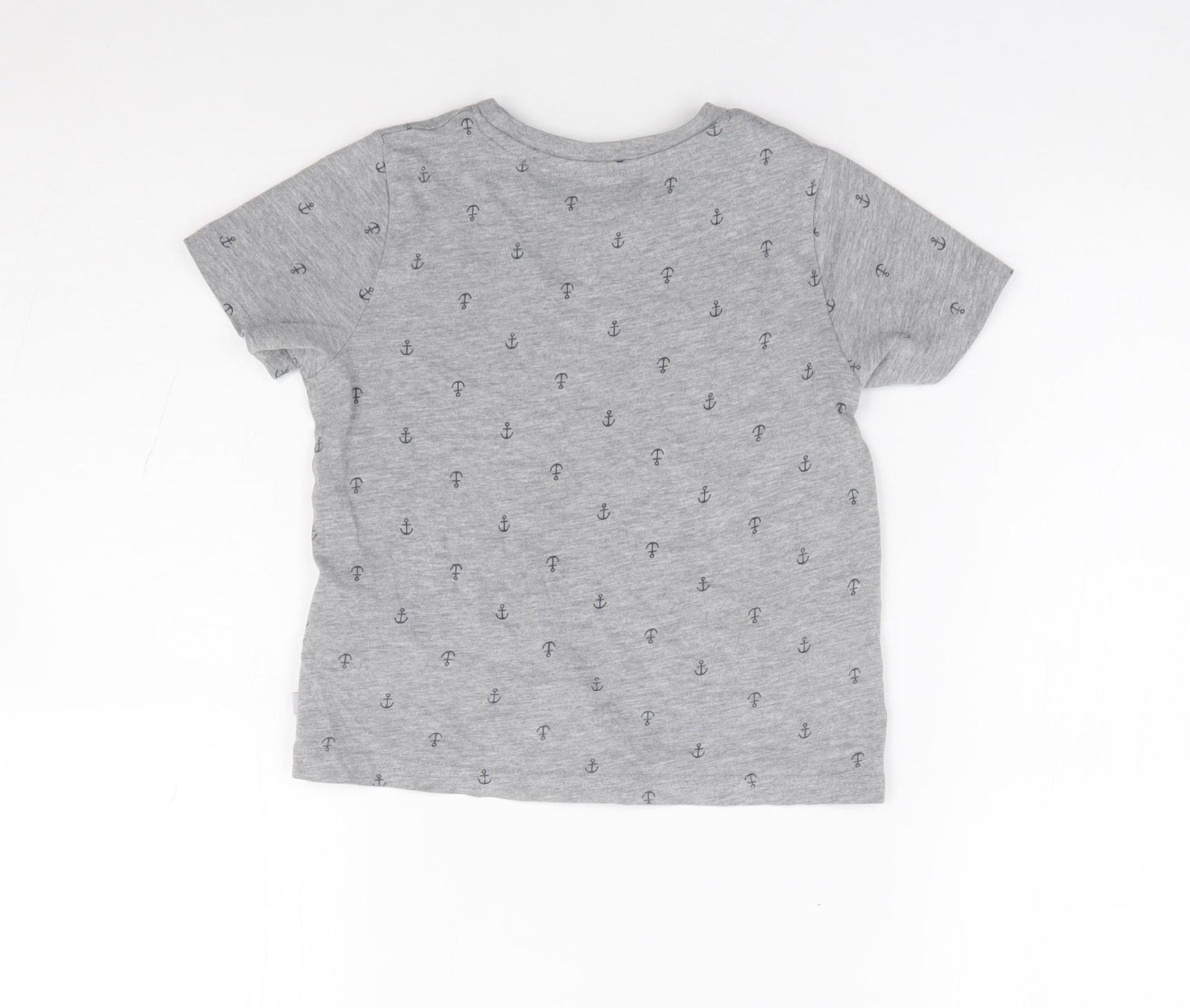 Lupilu Boys Grey Geometric Cotton Basic T-Shirt Size 2-3 Years Crew Neck Pullover - Anchor