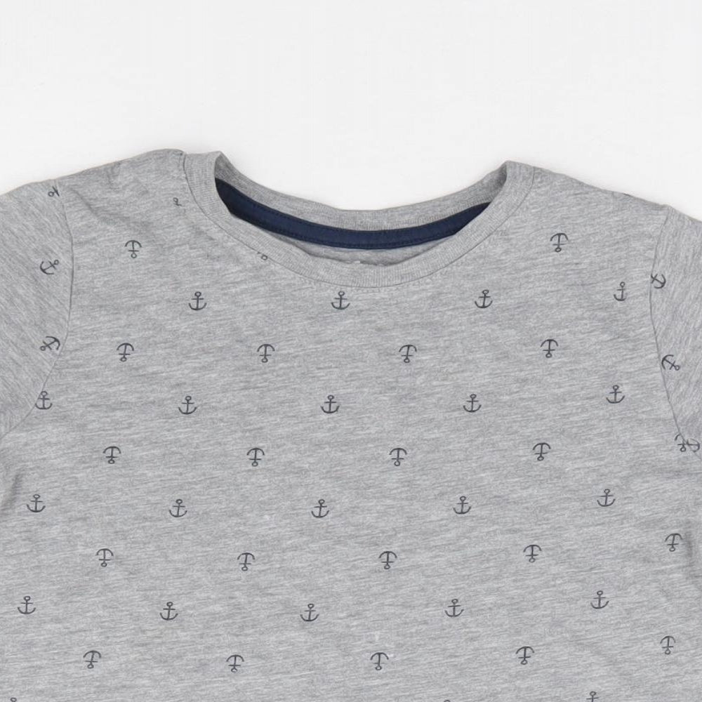 Lupilu Boys Grey Geometric Cotton Basic T-Shirt Size 2-3 Years Crew Neck Pullover - Anchor