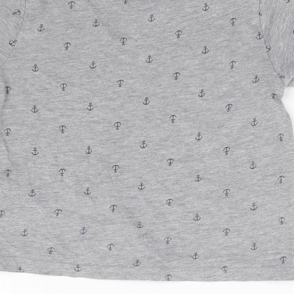 Lupilu Boys Grey Geometric Cotton Basic T-Shirt Size 2-3 Years Crew Neck Pullover - Anchor