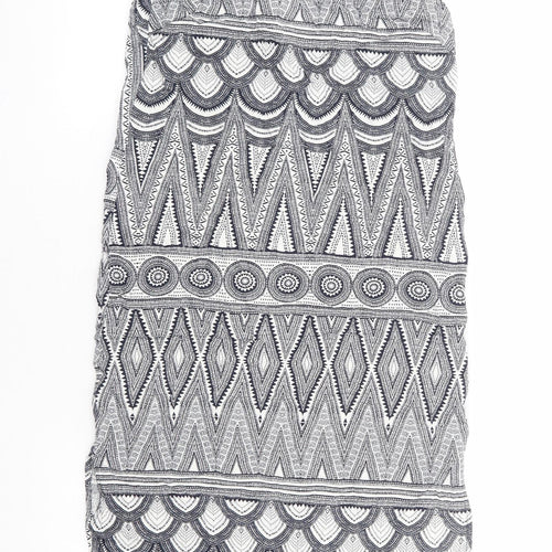 H&M Womens Black Geometric Viscose Tank Dress Size 6 Round Neck Pullover
