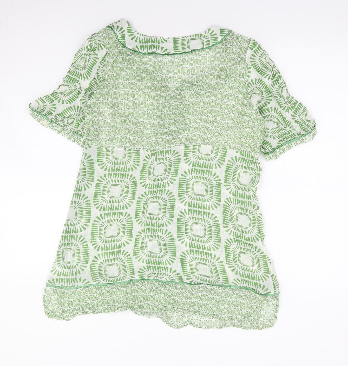 NEXT Womens Green Geometric Viscose Tunic Blouse Size 12 V-Neck