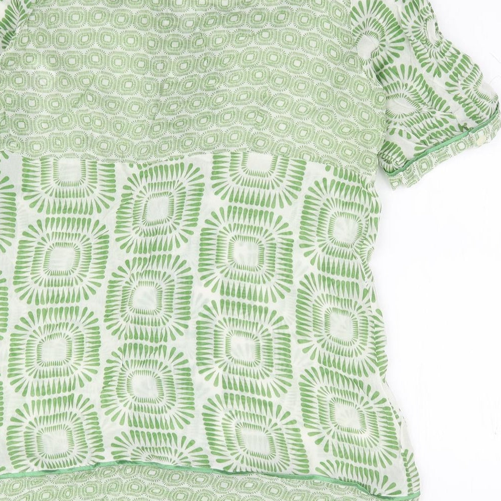 NEXT Womens Green Geometric Viscose Tunic Blouse Size 12 V-Neck